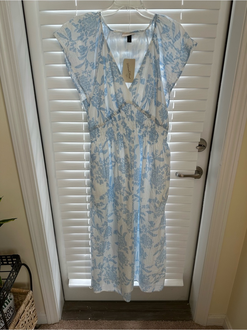 Universal Thread Light Blue Floral Wrap-Style Midi Dress